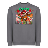 Storm Happy Christmas Cow Heavyweight Sweatshirt - CowhideDigitalArt