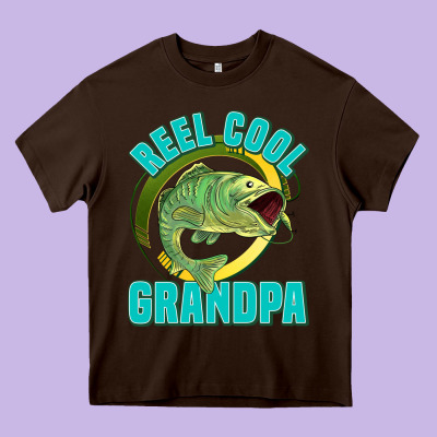 Reel Cool Grandpa Heavy Core Tee Designed By Jasminsmagicworld