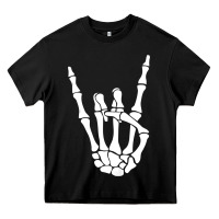 Halloween Skeleton Hand Horns Rock N Roll Music Lover Tank Top Heavy Core Tee | Teevron