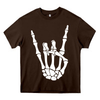 Chocolate Brown halloween skeleton hand horns rock n roll music lover tank top Heavy Core Tee - trangStudio