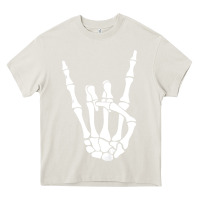 Cream halloween skeleton hand horns rock n roll music lover tank top Heavy Core Tee - trangStudio