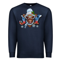 Navy Christmas snow cow joy Premium Sweatshirt - BarkalooDesign
