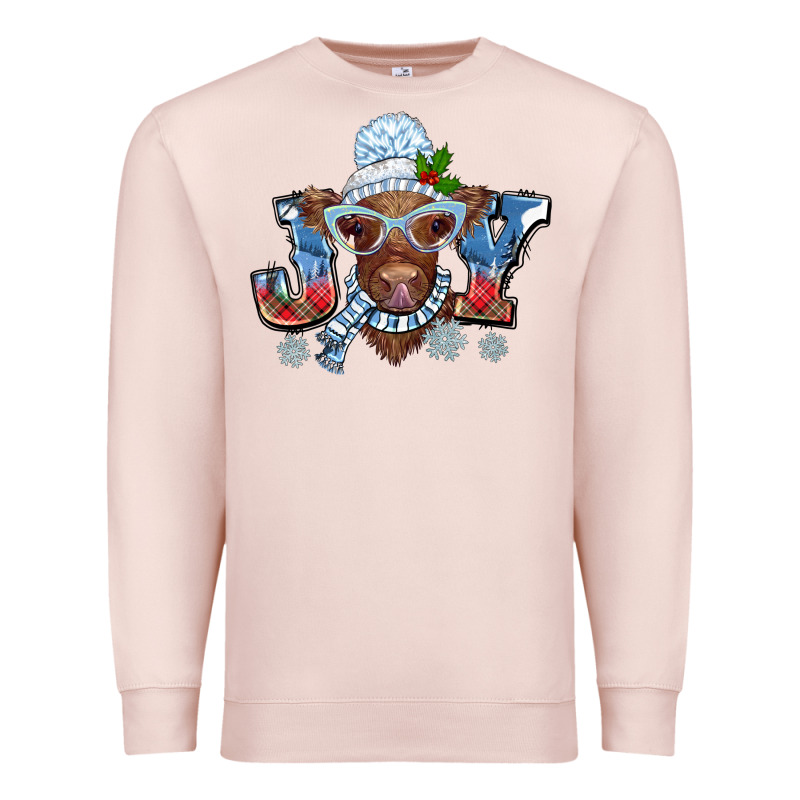 Christmas Snow Cow Joy Premium Sweatshirt by BarkalooDesign | Teevron
