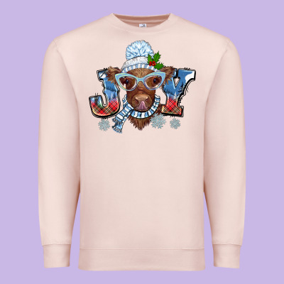 Christmas Snow Cow Joy Premium Sweatshirt Designed By Barkaloodesign
