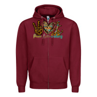 Burgundy peace love anchors Zipper Hoodie - RacoonDesign