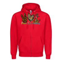 Red peace love anchors Zipper Hoodie - RacoonDesign