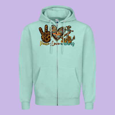 Peace Love Anchors Zipper Hoodie Designed By Racoondesign