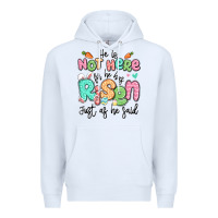 White easter he is not here for he has risen just as he Premium Hoodie - LillyAllenDesigns