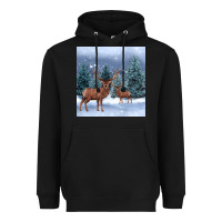 Black winter deer Heavyweight Hoodie - BarkalooDesign