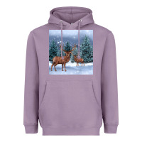 Lavender winter deer Heavyweight Hoodie - BarkalooDesign