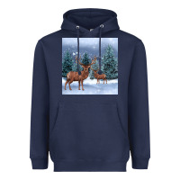 Navy winter deer Heavyweight Hoodie - BarkalooDesign