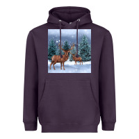 Plum winter deer Heavyweight Hoodie - BarkalooDesign