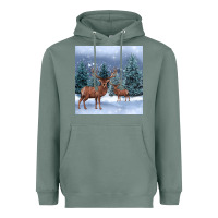 Sage winter deer Heavyweight Hoodie - BarkalooDesign