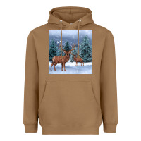 Toasted Coconut winter deer Heavyweight Hoodie - BarkalooDesign