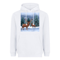 White winter deer Heavyweight Hoodie - BarkalooDesign