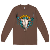 Chestnut sunflower gemstone bull skull Long Sleeve Tee - OliviaCreatesArt