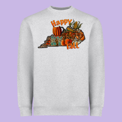 Happy Fall Heavyweight Sweatshirt Designed By Cowhidedigitalart
