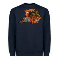 Navy happy fall Heavyweight Sweatshirt - CowhideDigitalArt