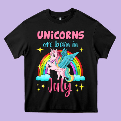 Unicorns Are Born In July Heavy Core Tee Designed By Jasminsmagicworld