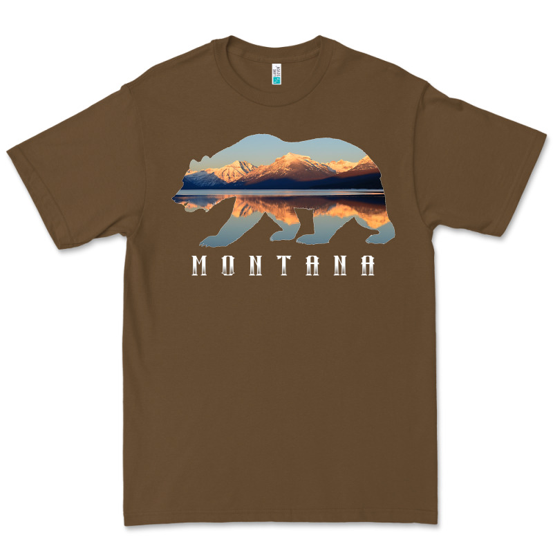 Montana Bear With Glacier National Park Lake Image Souvenir Premium Tee by trangStudio | Teevron