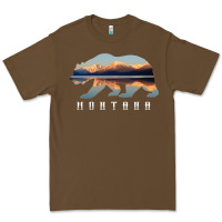 Cacao Montana Bear with Glacier National Park Lake Image Souvenir Premium Tee - trangStudio
