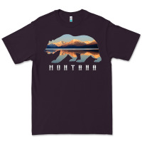Plum Montana Bear with Glacier National Park Lake Image Souvenir Premium Tee - trangStudio