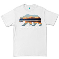 White Montana Bear with Glacier National Park Lake Image Souvenir Premium Tee - trangStudio
