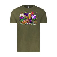 Vintage Olive mardi gras wine glasses cowgirl Vintage Tee - CowGirlArtShop