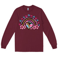 Burgundy valentine's day rainbow heart olivia Long Sleeve Tee - OliviaCreatesArt