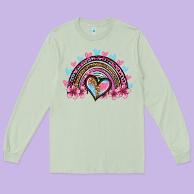 Valentine's Day Rainbow Heart Olivia Long Sleeve Tee Designed By Oliviacreatesart