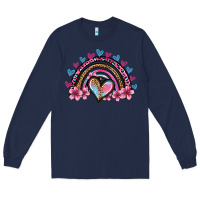 Navy valentine's day rainbow heart olivia Long Sleeve Tee - OliviaCreatesArt