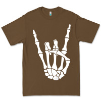 Cacao halloween skeleton hand horns rock n roll music lover tank top Premium Tee - trangStudio