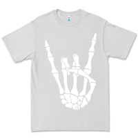 Dove Grey halloween skeleton hand horns rock n roll music lover tank top Premium Tee - trangStudio