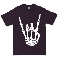 Plum halloween skeleton hand horns rock n roll music lover tank top Premium Tee - trangStudio