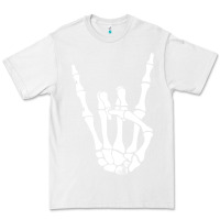 White halloween skeleton hand horns rock n roll music lover tank top Premium Tee - trangStudio