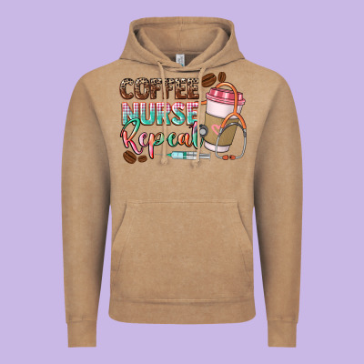 Coffee Nurse Repeat Vintage Hoodie Designed By Cowgirlartshop