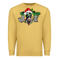 Antique Gold Christmas joy black and white cow Premium Sweatshirt - BarkalooDesign