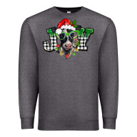 Charcoal Heather Christmas joy black and white cow Premium Sweatshirt - BarkalooDesign