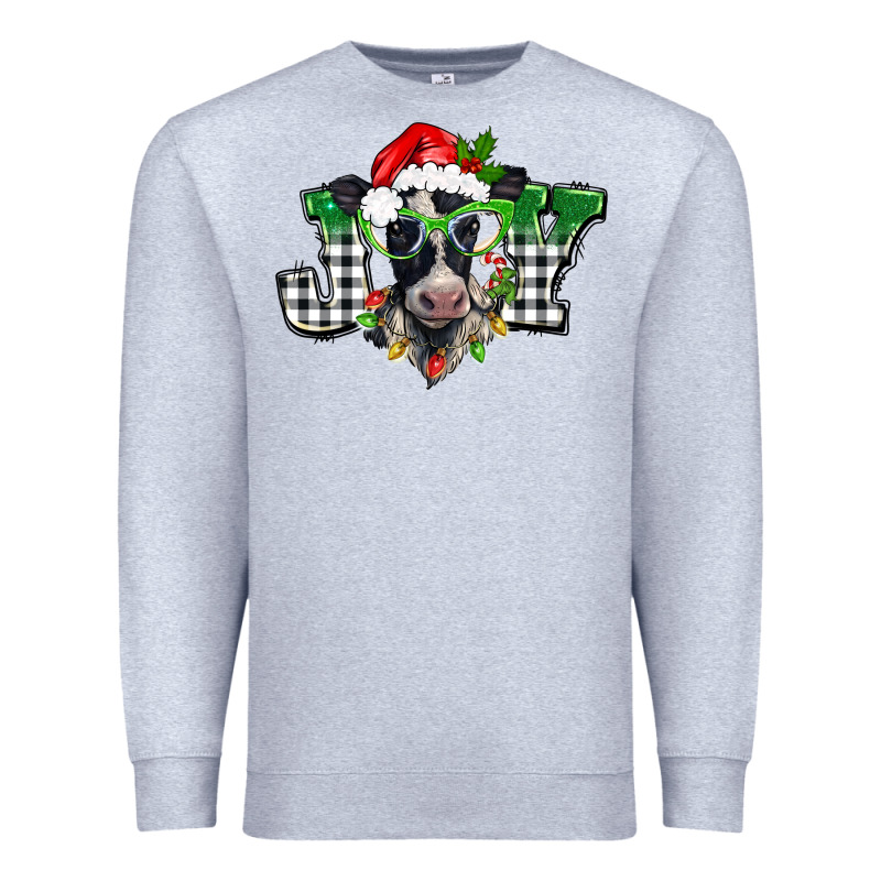 Christmas Joy Black And White Cow Premium Sweatshirt by BarkalooDesign | Teevron