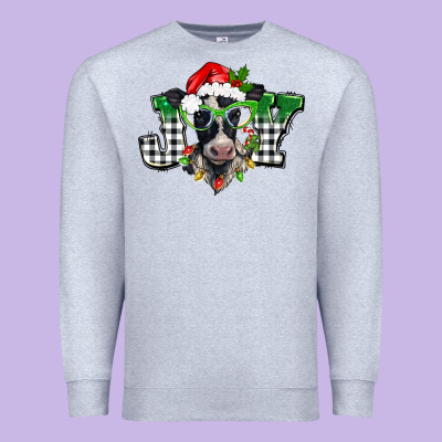 Christmas Joy Black And White Cow Premium Sweatshirt Designed By Barkaloodesign