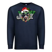 Navy Christmas joy black and white cow Premium Sweatshirt - BarkalooDesign