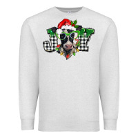 Oatmeal Heather Christmas joy black and white cow Premium Sweatshirt - BarkalooDesign