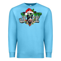 Ocean Blue Christmas joy black and white cow Premium Sweatshirt - BarkalooDesign