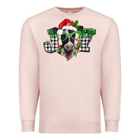 Pale Pink Christmas joy black and white cow Premium Sweatshirt - BarkalooDesign