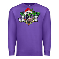 Purple Christmas joy black and white cow Premium Sweatshirt - BarkalooDesign