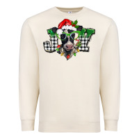 Sandshell Christmas joy black and white cow Premium Sweatshirt - BarkalooDesign