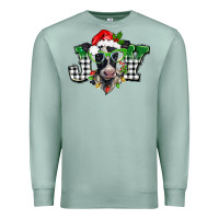 Seafoam Christmas joy black and white cow Premium Sweatshirt - BarkalooDesign