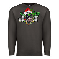Smoke Christmas joy black and white cow Premium Sweatshirt - BarkalooDesign
