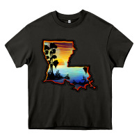 Asphalt louisiana  sunset map Heavy Core Tee - BarkalooDesign