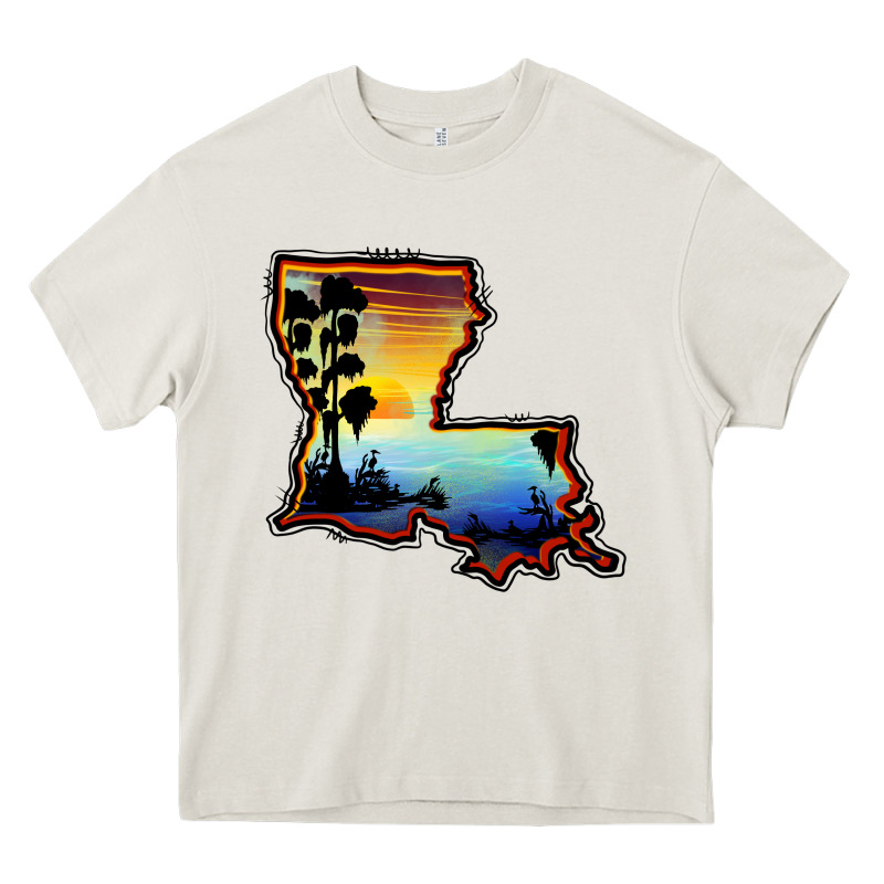 Louisiana  Sunset Map Heavy Core Tee by BarkalooDesign | Teevron